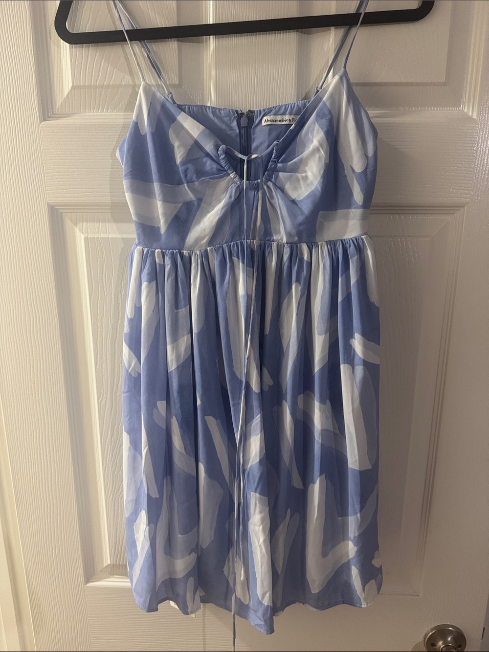 Abercrombie Blue and White Abstract Print Spaghetti Strap Sundress